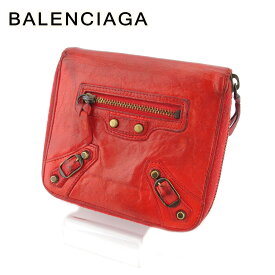 【冬のTHEセール 30%OFF】バレンシアガ 二つ折り ミニ財布 ラウンドファスナー レディース メンズ レッド レザー BALENCIAGA 【バレンシアガ】 t18475s 【中古】