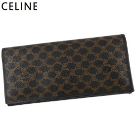 【SUMMER SALE★24％OFFクーポン】セリーヌ 長財布 ブランド財布 さいふ ファスナー付き 財布 レディース メンズ アウトレット 夏 アイテム ブラック ベージュ PVC×レザー マカダム 送料無料 【中古】 t19451 ブランド ハイブランド ヴィンテージ 送料無料