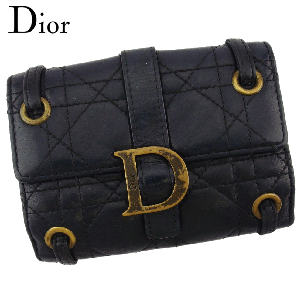 Dior カナージュ 2つ折り財布 フォック   通販