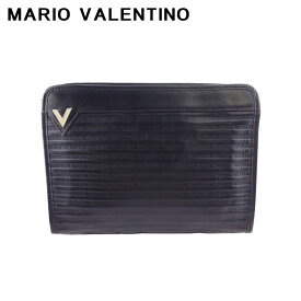 【スプリングセール30％OFF】マリオ ヴァレンティノ クラッチバッグ セカンドバッグ バッグ レディース メンズ Vマーク ブラック ゴールド シルバー レザー MARIO VALENTINO L3618 【中古】