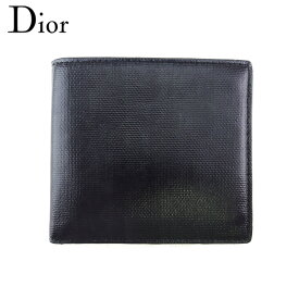 【スプリングセール30％OFF】ディオール オム 二つ折り 札入れ ミニ札入れ メンズ トロッター ブラック PVC×レザー DIOR HOMME T19815 【中古】