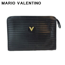 【スプリングセール30％OFF】マリオ ヴァレンティノ クラッチバッグ セカンドバッグ バッグ レディース メンズ Vマーク ブラック ゴールド レザー MARIO VALENTINO T20656 【中古】