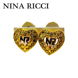 【冬のTHEセール 30%OFF】【中古】 ニナ リッチ イヤリング アクセサリー レディース NRマーク ラインストーン付き クリップ式 ハート ゴールド シルバー ゴールド＆シルバー金具×ラインストーン NINA RICCI L4102