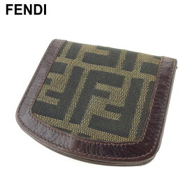 【楽天スーパーSALE】フェンディ FENDI コインケース ケース 小銭入れ レディース メンズ ブラック ベージュ ブラウン キャンバス×レザー 【フェンディ】 T9709 【中古】