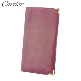 【楽天スーパーSALE】カルティエ Cartier 長札入れ 札入れ レディース メンズ ボルドー ゴールド レザー 【カルティエ】 D2112 【中古】