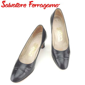 【楽天スーパーSALE】サルヴァトーレ フェラガモ パンプス シューズ 靴 #6 ブラック レザー Salvatore Ferragamo 【フェラガモ】 b976s 【中古】