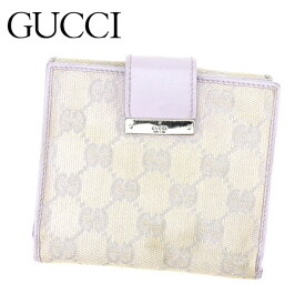 【楽天スーパーSALE】グッチ Wホック財布 二つ折り 財布 GG柄 パープル ベージュ キャンバス×レザー GUCCI ホックサイフ ホック財布 財布 サイフ財布 ユニセックス 小物 【グッチ】 E1305 【中古】