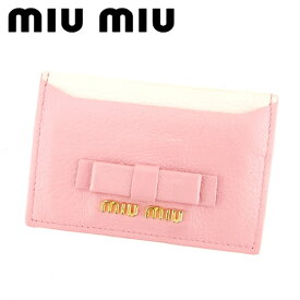 【中古】 ミュウミュウ miumiu カードケース カード 名刺入れ レディース ピンク レザー 【ミュウミュウ】 Q538 !