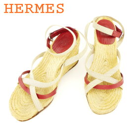 【スプリングセール30％OFF】エルメス HERMES サンダル シューズ 靴 レディース #36 ベージュ レッド 【エルメス】 T8775 【中古】