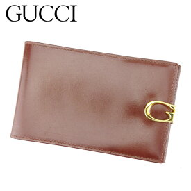 【冬のTHEセール 30%OFF】グッチ Gucci マネークリップ 二つ折り札入れ 小切手ケース レディース メンズ ブラウン レザー 【グッチ】 T8963 【中古】