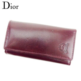 【スプリングセール】ディオール Dior キーケース 6連キーケース レディース メンズ ボルドー レザー 【ディオール】 T8986 【中古】