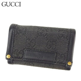 【春の大感謝祭 30％OFF】グッチ GUCCI キーケース レディース メンズ ブラック ゴールド キャンバス×レザー 【グッチ】 L2553 【中古】