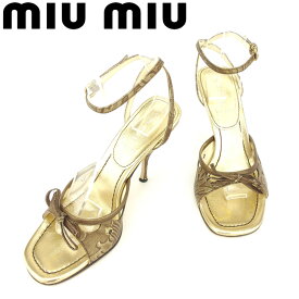 【スプリングセール】ミュウミュウ miumiu サンダル シューズ 靴 レディース #35ハーフ ゴールド レザー 【ミュウミュウ】 T9051 【中古】