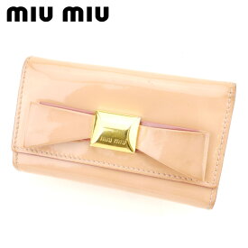 【楽天スーパーSALE】ミュウミュウ miu miu キーケース 6連キーケース レディース ピンク ベージュ エナメルレザー 【ミュウミュウ】 P652 【中古】