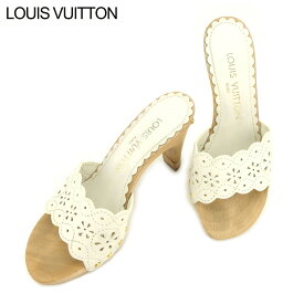【スプリングセール】ルイ ヴィトン Louis Vuitton サンダル シューズ 靴 レディース #34 ホワイト 白 レザー 【ルイ・ヴィトン】 T9070 【中古】