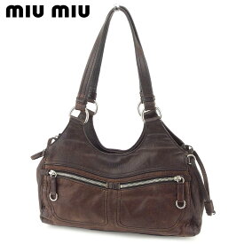 【春の大感謝祭 30％OFF】ミュウミュウ トートバッグ バック ワンショルダー ブラウン レザー miumiu 【ミュウミュウ】 t9182s 【中古】