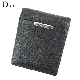 【スプリングセール30％OFF】ディオール オム 二つ折り 財布 財布 ブラック レザー Dior Homme 【ディオール】 t9216s 【中古】