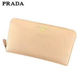 【春の大感謝祭 30％OFF】プラダ 長財布 ファスナー付き 長財布 ピンク レザー PRADA 長サイフ サイフ 収納ブランド財布 ユニセックス 小物 【プラダ】 T9266 【中古】