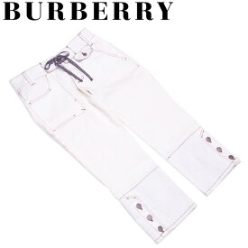 【スプリングセール30％OFF】バーバリー ブルーレーベル BURBERRY BLUE LABEL パンツ ジーンズ ボトムス レディース ♯25サイズ クロップド ホワイト 白 ベージュ シルバー系 綿 コットン ポリエステル 【バーバリー ブルーレーベル】 A1784 【中古】