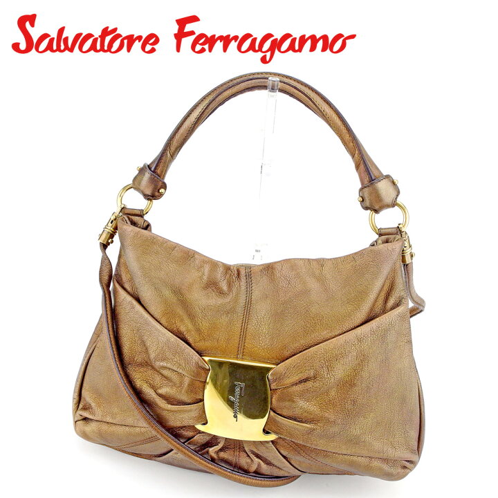 Ferragamo フェラガモ ショルダーバッグ キャンバス ベージュ 斜めがけ 