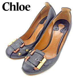 【スプリングセール30％OFF】クロエ パンプス シューズ 靴 #36 ベルトモチーフ ブラック レザー Chloe 【クロエ】 g1401s 【中古】