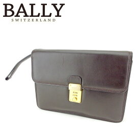 【冬のTHEセール 30%OFF】バリー クラッチバッグ バック セカンドバッグ バック ロゴプレート ブラウン ゴールド レザー BALLY 【バリー】 p891s 【中古】