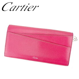 【楽天スーパーSALE】カルティエ 長財布 ファスナー付き 財布 コレクションレマスト ピンク シルバー レザー Cartier 長サイフ サイフ 収納ブランド財布 ユニセックス 小物 【カルティエ】 T9346 【中古】