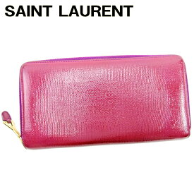 【春の大感謝祭 30％OFF】サンローラン 長財布 ラウンドファスナー パープル エナメルレザー SAINT LAURENT 長サイフ サイフ 収納 ユニセックス 小物 【サンローラン】 E1406 【中古】