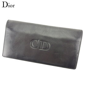 【春の大感謝祭 30％OFF】ディオール 長財布 ファスナー付き 財布 CDマーク ブラック レッド レザー Dior 【ディオール】 t9725s 【中古】