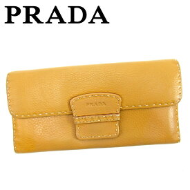 【春の大感謝祭 30％OFF】プラダ 長財布 ファスナー付き 長財布 ベージュ レザー PRADA 長サイフ サイフ 収納ブランド財布 ユニセックス 小物 【プラダ】 T9862 【中古】