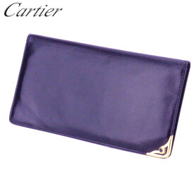 【春の大感謝祭 30％OFF】カルティエ 長札入れ 札入れ サファイアライン ブラック ゴールド ネイビー レザー Cartier 【カルティエ】 t10407s 【中古】