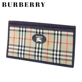 【スプリングセール】バーバリー BURBERRY 長札入れ 札入れ ケース レディース メンズ ベージュ ブラウン系 キャンバス×レザー 【バーバリー】 T10410 【中古】