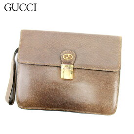 【春の大感謝祭 30％OFF】グッチ クラッチバッグ バック セカンドバッグ バック オールドグッチ ブラウン レザー Gucci セカンドバッグ バック ファッション 収納バッグ バック 【グッチ】 T10210 【中古】