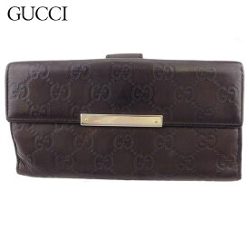 【スプリングセール30％OFF】グッチ 長財布 Wホック 財布 レディース メンズ グッチシマ ブラウン ゴールド レザー GUCCI 【グッチ】 f1642s 【中古】