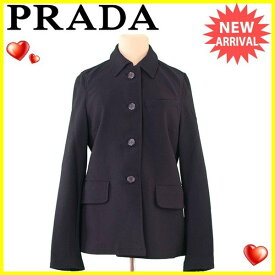 【楽天スーパーSALE 50%OFF】プラダ PRADA コート ジャケット レディース ♯Mサイズ シングルボタン ブラック NY 68%PL 27%SPANDEX 5%(裏地)AC 69%NY 31% 【プラダ】 T3783 【中古】