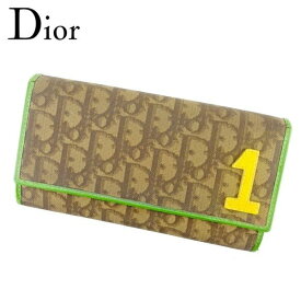 【スプリングセール30％OFF】ディオール 長財布 ファスナー付き 長財布 トロッター ブラウン グリーン レッド PVC×レザー Dior 長サイフ サイフ 収納ブランド財布 ユニセックス 小物 【ディオール】 T6644 【中古】