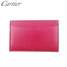 【冬のTHEセール 30%OFF】【中古】 カルティエ カードケース パスケース レディース ロゴ ピンク レザー Cartier T20504