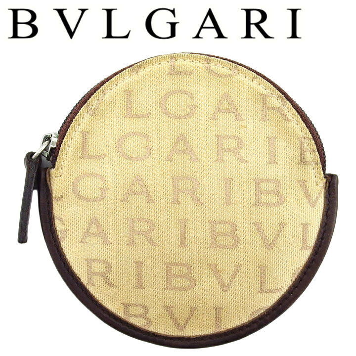 ブルガリ コインケース ブラウン ベージュ レザー レディース BVLGARI 