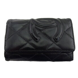 【ウィンターSALE★22％OFFクーポン】シャネル CHANEL キーケース カンボンライン ブラック×ピンク×シルバー レディース 中古 ブランド ハイブランド ヴィンテージ