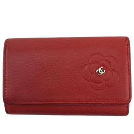【ウィンターSALE★22％OFFクーポン】シャネル キーケース カメリア バタフライカメリア レッド×シルバー レディース 中古 CHANEL ブランド ハイブランド ヴィンテージ