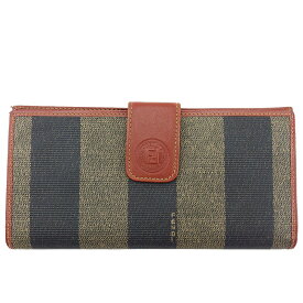【Fashion Special Fair★25％OFFクーポン】フェンディ 長財布 ペカン ブラウン×ブラック×ベージュ レディース 中古 FENDI ブランド ハイブランド ヴィンテージ