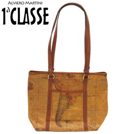 プリマクラッセ PRIMA CLASSE トートバッグ 地図柄 ベージュ ブラウン系 レディース 中古