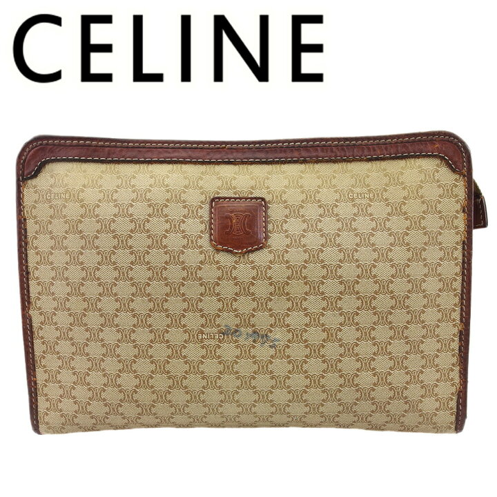 セリーヌ CELINE クラッチバッグ マカダム ブラウン ベージュ  