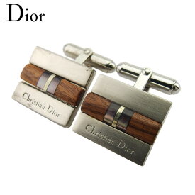 【楽天スーパーSALE★最大50％OFF】ディオール Dior カフス ロゴ スクエア スウィヴル式 シルバー ブラウン レディース 中古 ブランド ハイブランド ヴィンテージ