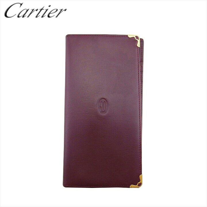 カルティエ CARTIER 札入れ マストライン ボルドー ゴールド レディース 中古