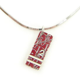 【楽天スーパーSALE★最大50％OFF】ディオール Dior ネックレス トロッタープレート シルバー×ボルドー×ホワイト レディース 中古 ブランド ハイブランド ヴィンテージ