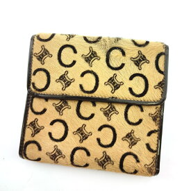 【Fashion Special Fair★24％OFFクーポン】セリーヌ 二つ折り財布 Cマカダム ベージュ ブラウン レディース 中古 CELINE