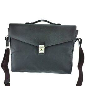 【Fashion Special Fair★24％OFFクーポン】ダンヒル ビジネスバッグ ロゴプレート 2WAYショルダー ブラック ブラウン シルバー メンズ 中古 Dunhill