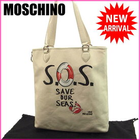 【春の大感謝祭 30％OFF】ラブ・モスキーノ トートバッグ ショルダーバッグ マリンモチーフプリント ロゴ アイボリー系 LOVE MOSCHINO バック 収納 ファッション バッグ 手持ちバッグ 【ラブ・モスキーノ】 T12322 【中古】