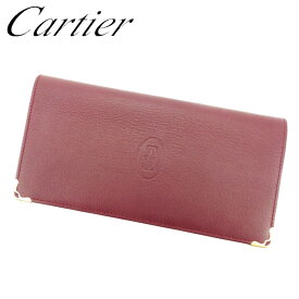 【楽天スーパーSALE】カルティエ 長札入れ 札入れ マストライン ボルドー ゴールド レザー Cartier 【カルティエ】 T7580S 【中古】